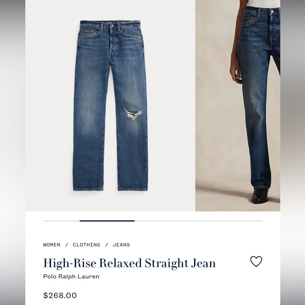 Lauren Ralph Lauren Blue Straight Leg Jeans. Classic style